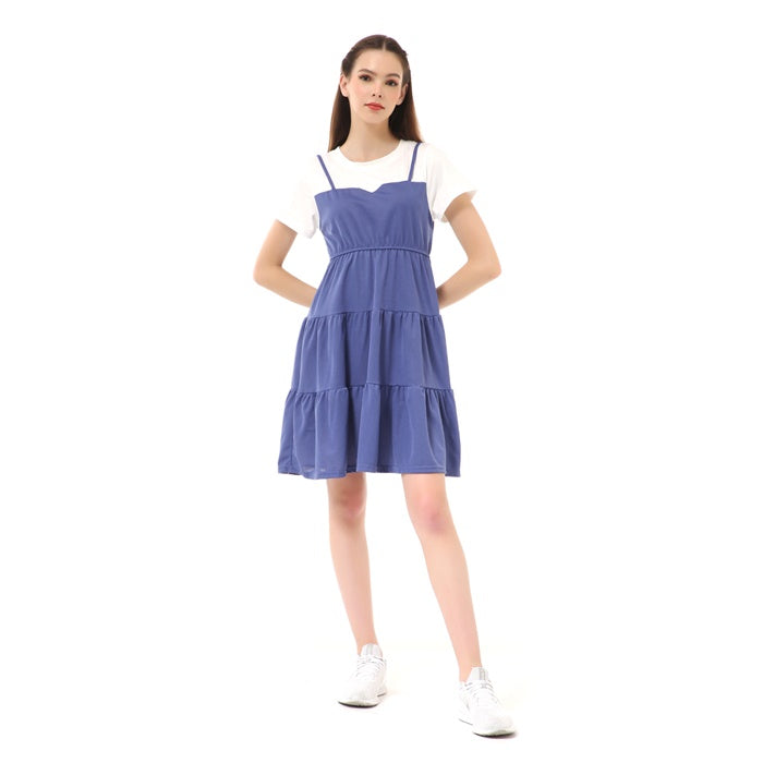 midi dress lengan pendek St. Yves Shell Leaves Wanita Dress Midi Batik Lengan Pendek