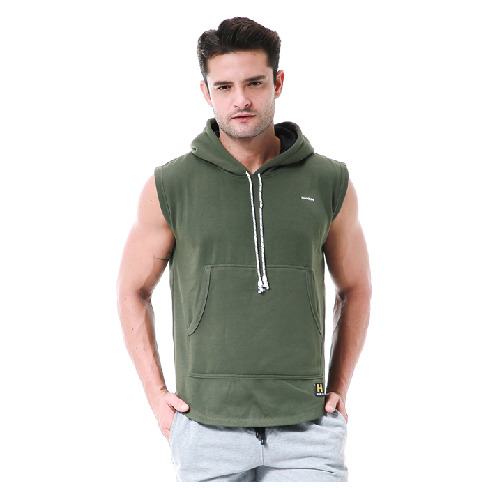 Hamlin Bobby Atasan Kasual Pria Singlet Hoodie Motif Polos Sweater