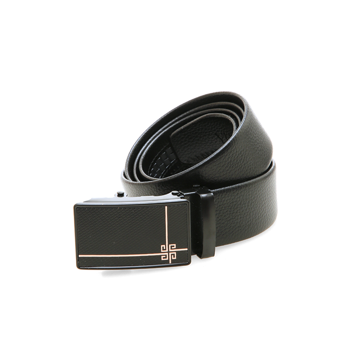 Hamlin Jamar Ikat Pinggang Pria Tipe Rel Casual Belt Gesper Motif Garis Horizontal Vertical Material Leather ORIGINAL Black