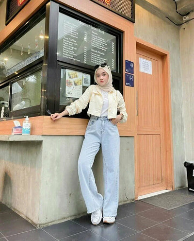 Setelan Kulot Jeans Cantik dan Sopan dengan Atasan yang Pas, Cocok Untuk Remaja Muslimah Berkerudung