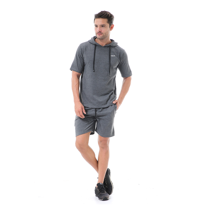 Hamlin Vincent Setelan Hoodie Pria Sweatshirt Set Casual Motif Polos Material Baby Terry ORIGINAL Dark Gray