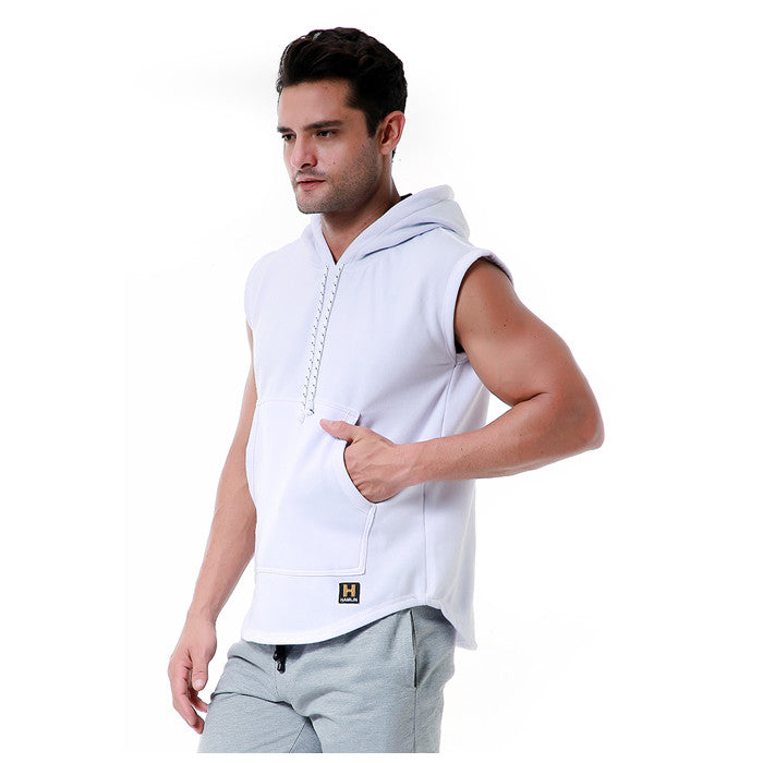 Hamlin Bobby Atasan Kasual Pria Singlet Hoodie Motif Polos Sweater Tanpa  Lengan Material Fleece ORIGINAL White